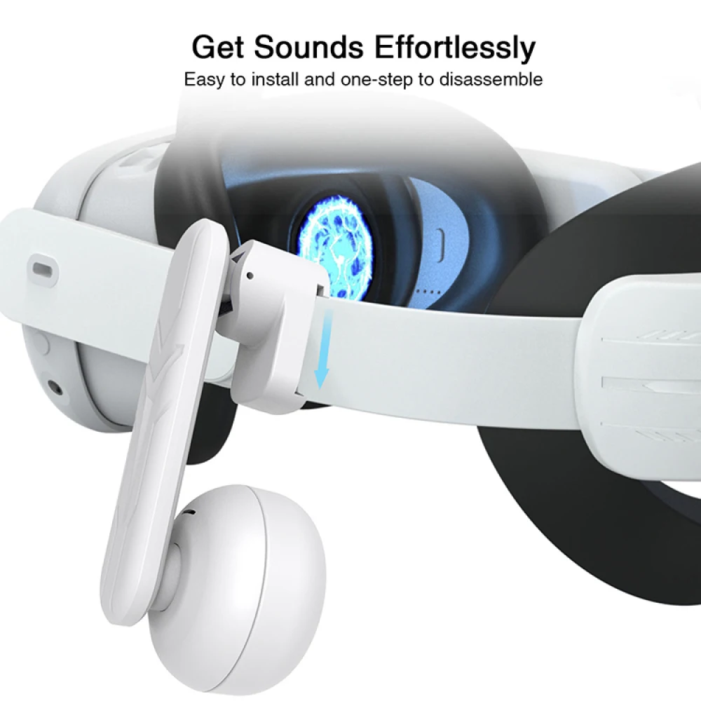 Clip-on Hanging Headphones Comfortable Sound Enhancer White For Meta Quest 2/ Quest 3 VR Headsets Improve Game Experience