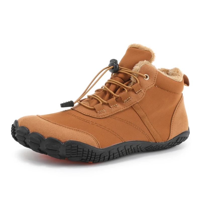 Couples Wide Head Fleece Lined Cotton Shoes Anti-Slip Wear-Resistant Outdoor Mountain Climbing Hiking Sports Shoes