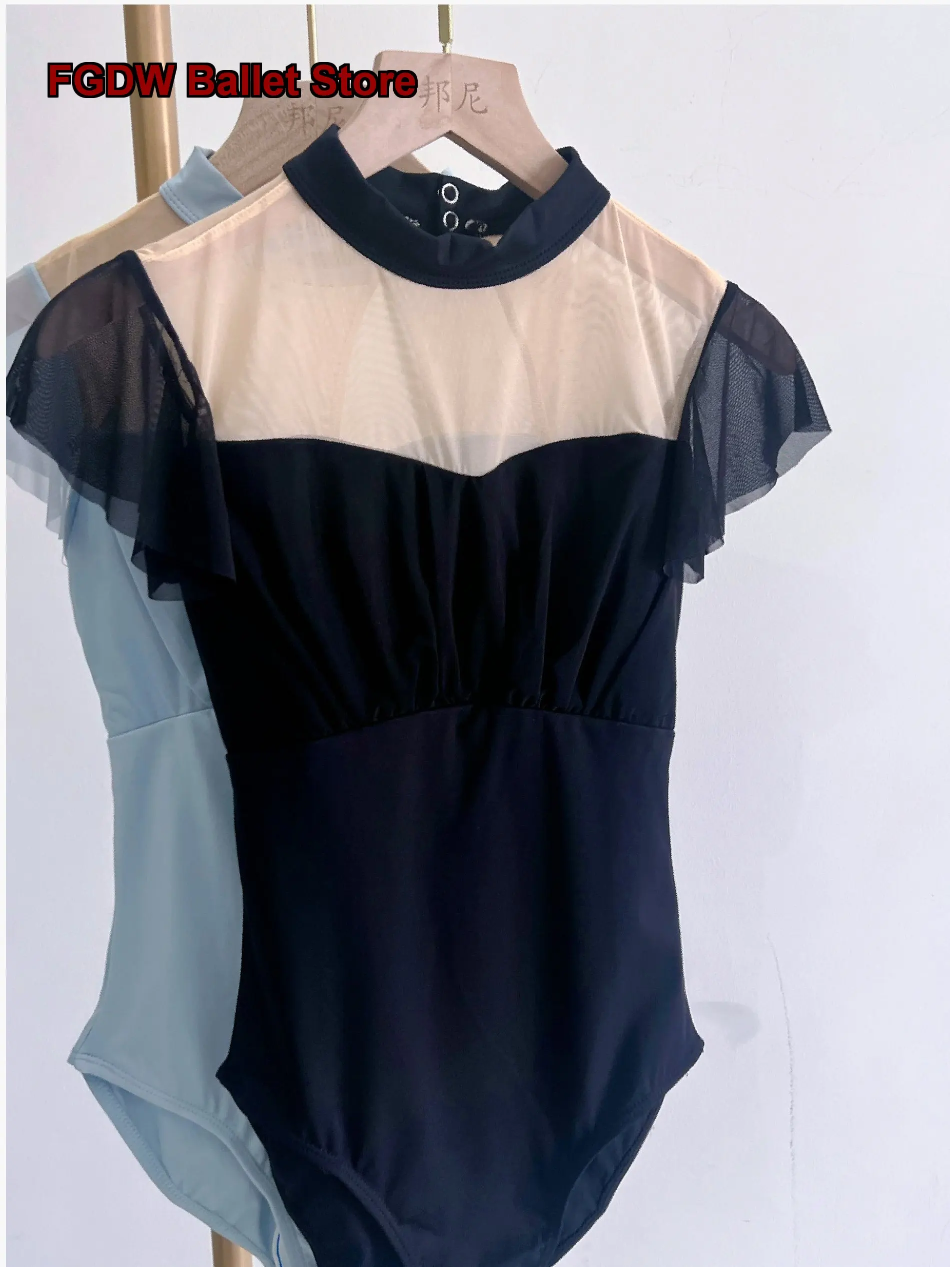 Bonny Adult Women's Gymnastics Leotard Short Sleeves High Cut Backless Stand Collar for Art Exam Practice