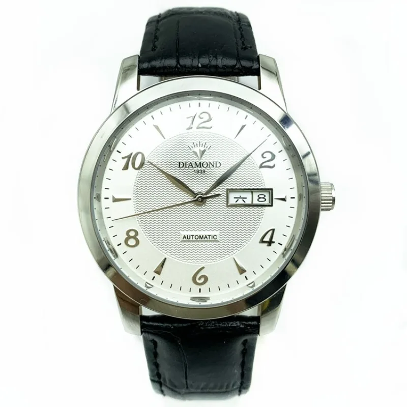 Shanghai Diamond Brand Men's Fully Automatic Mechanical Watch Large Digital Dual Calendar Stainless Steel Waterproof Men's Watch