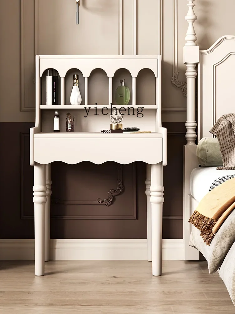 l3 pure solid wood dresser French all solid wood cream white small apartment makeup table bedroom storage table