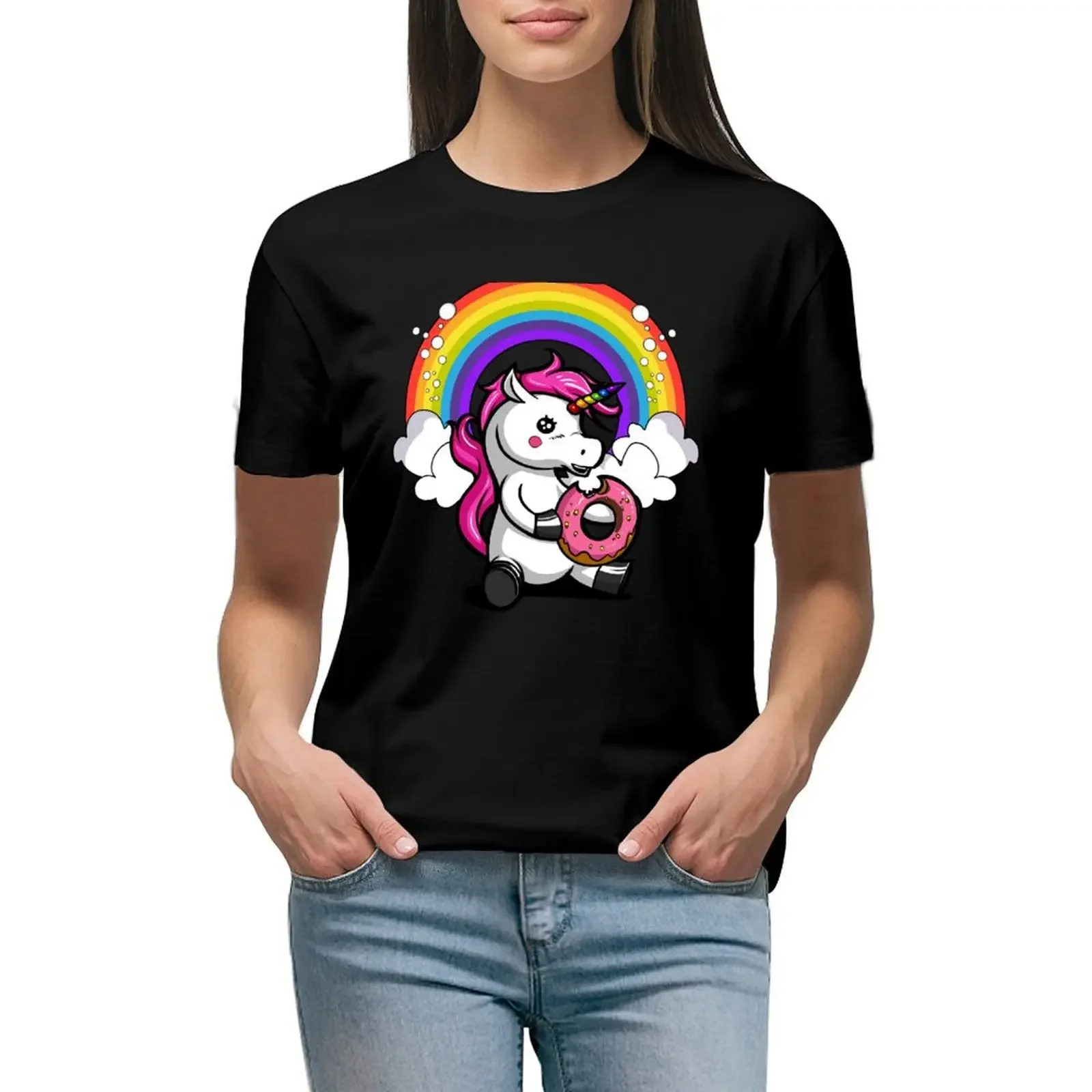 

Unicorn Donut T-Shirt summer clothes quick drying plus sizes aesthetic clothes white t-shirt dress for Women sexy