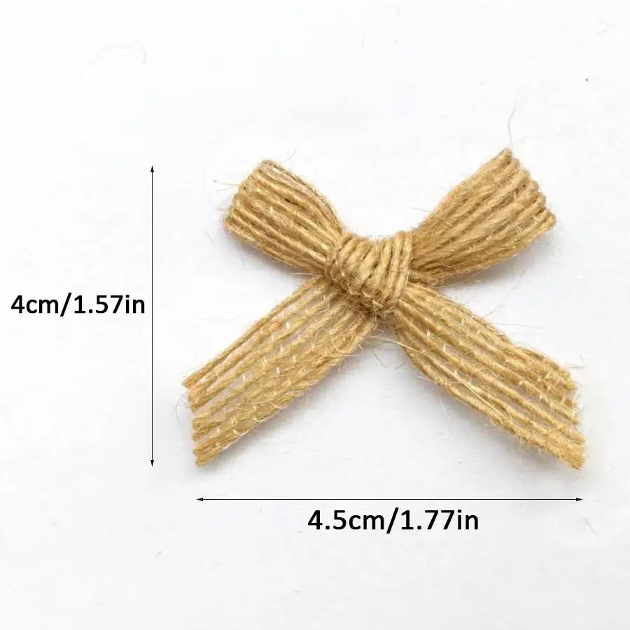 30/60pcs Bow Decorations, Jute Material Bowknots for Gift Wrapping, Wedding Banquet, Party Ornament, DIY Craft Supplies XJM