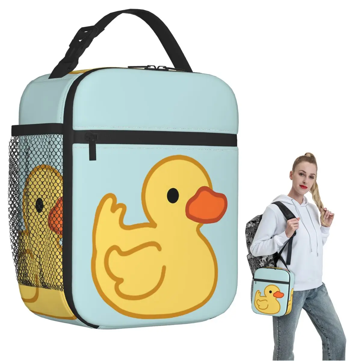 

Милая резиновая утка, изолированная сумка для обеда для женщин и детей, герметичные коробки для еды, термобокс для обеда, сумка