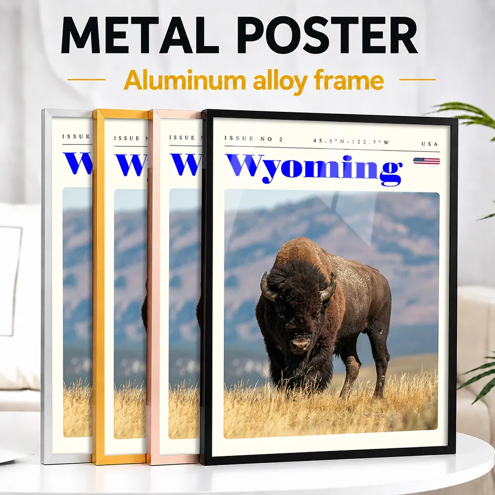 Wyoming Cityscape Metal Poster With Aluminum Alloy Frame Personalized Scenic Tribute Wall Art Ideal For Office Or Traveler Gift