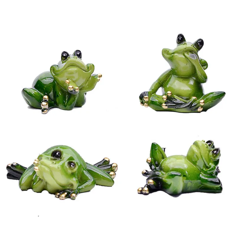 Frog Doll Figurine Miniatures MYBLUE 4 Pcs/Set Cute Creative Fairy Garden Nordic Home Room Table Decoration Accessories