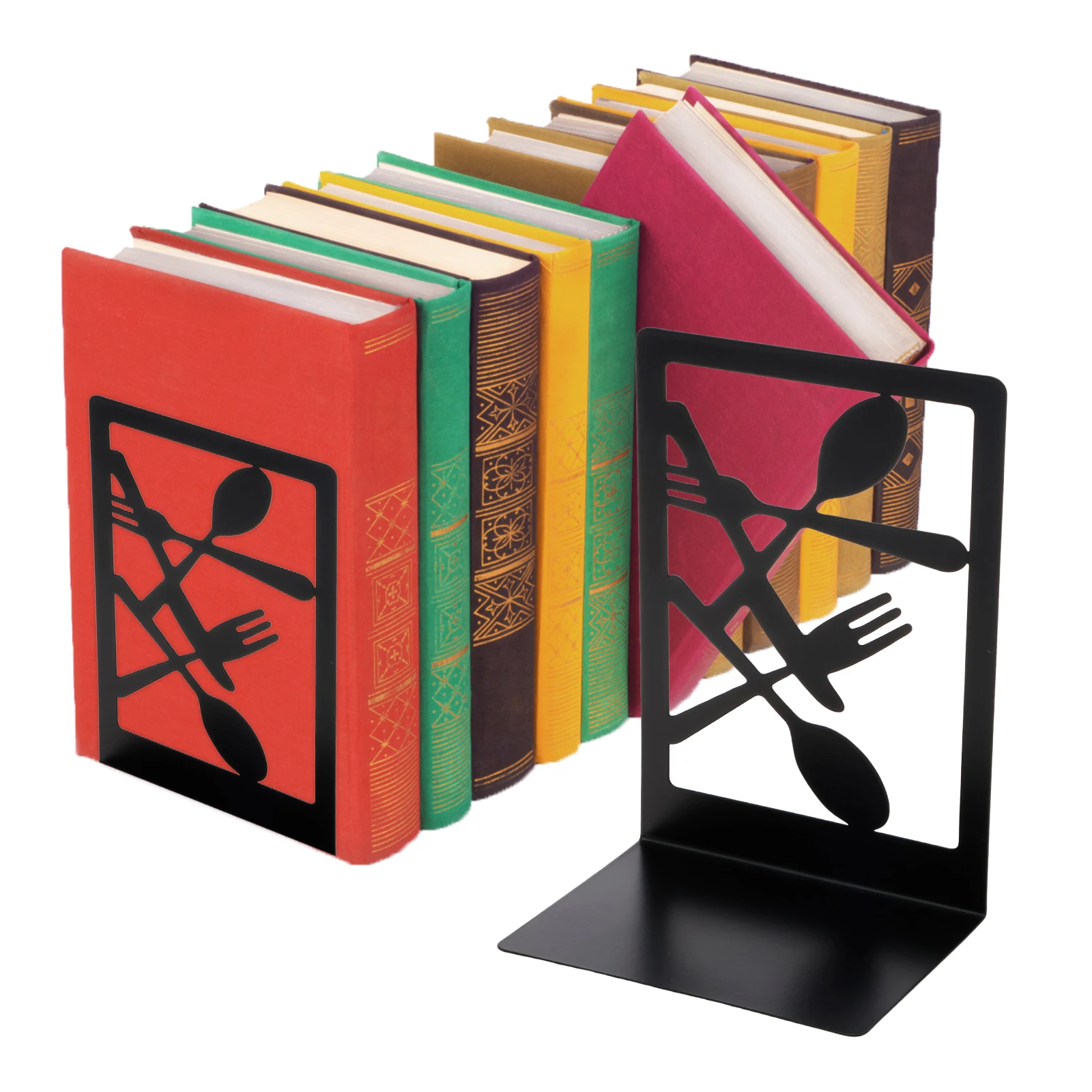 

2 шт. концы для книг, креативные металлические подставки для книг, декоративные тяжелые концы для книг для полок, многофункциональные подставки для книг повара для домашней кухни