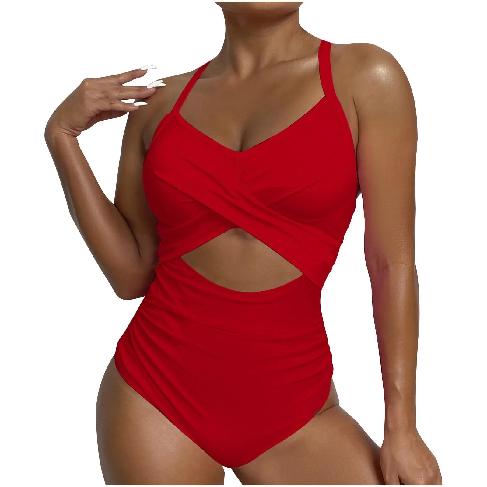 Jednoczęściowy strój kąpielowy Tankini 2024 New Solid Halter Plus Size Brazil Beach Push-Up Strój kąpielowy z wysokim stanem Bikini Monokini