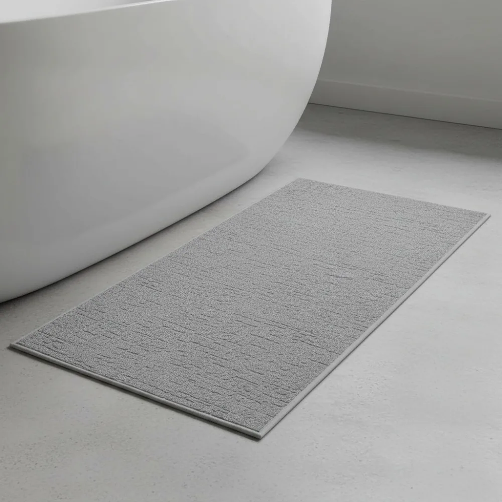 

Quick Dry Bath Mat Absorbent Anti-Slip Washable Rubber Backing for Bathroom Sink Shower Grey 17x59