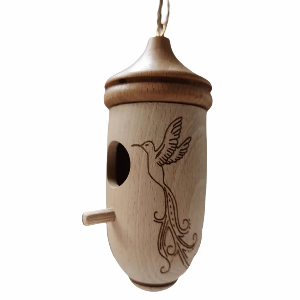Wooden Hummingbird House Handmade Easy Install Hanging Bird House Mini Weather-Resistant Hummingbird Feeder