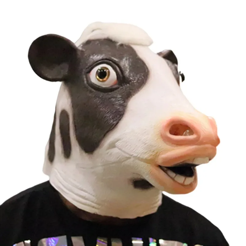 

Realistic cow latex mask - Breathable cute animal Halloween party costumes, birthday dress-up costumes Show Adult farm party sup