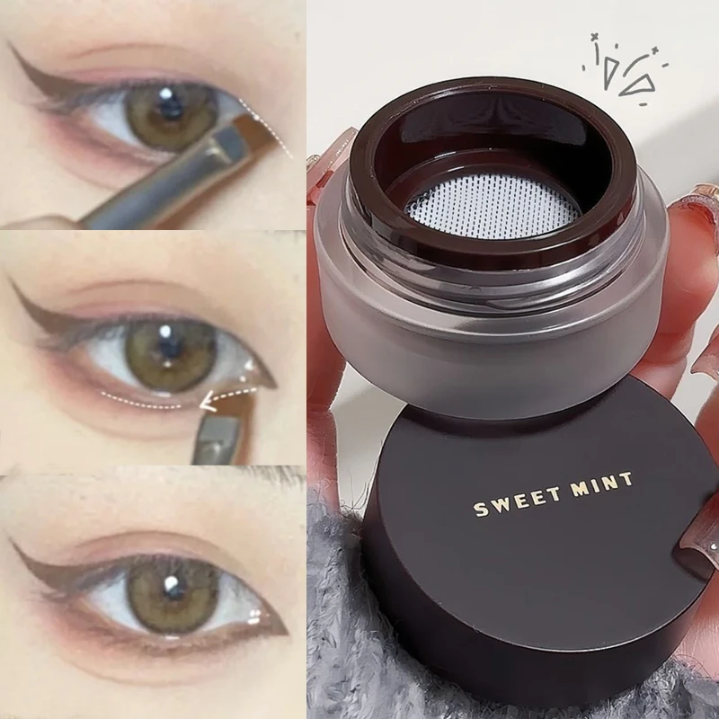 Smooth Eyeliner Cream พร้อมแปรงกันน้ํา Quick Drying Lasting สีดําสีน้ําตาล Eye Liner Gel ไม่ Blooming Eye Shadow แต่งหน้าเครื่องมือ