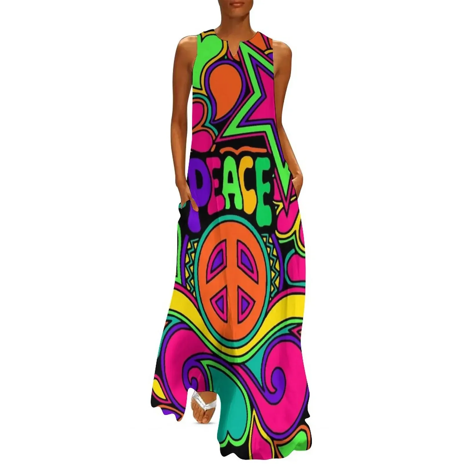 

Pretty Pink n Colorful Hippy Trippy Design Long Dress dresses for prom Dress