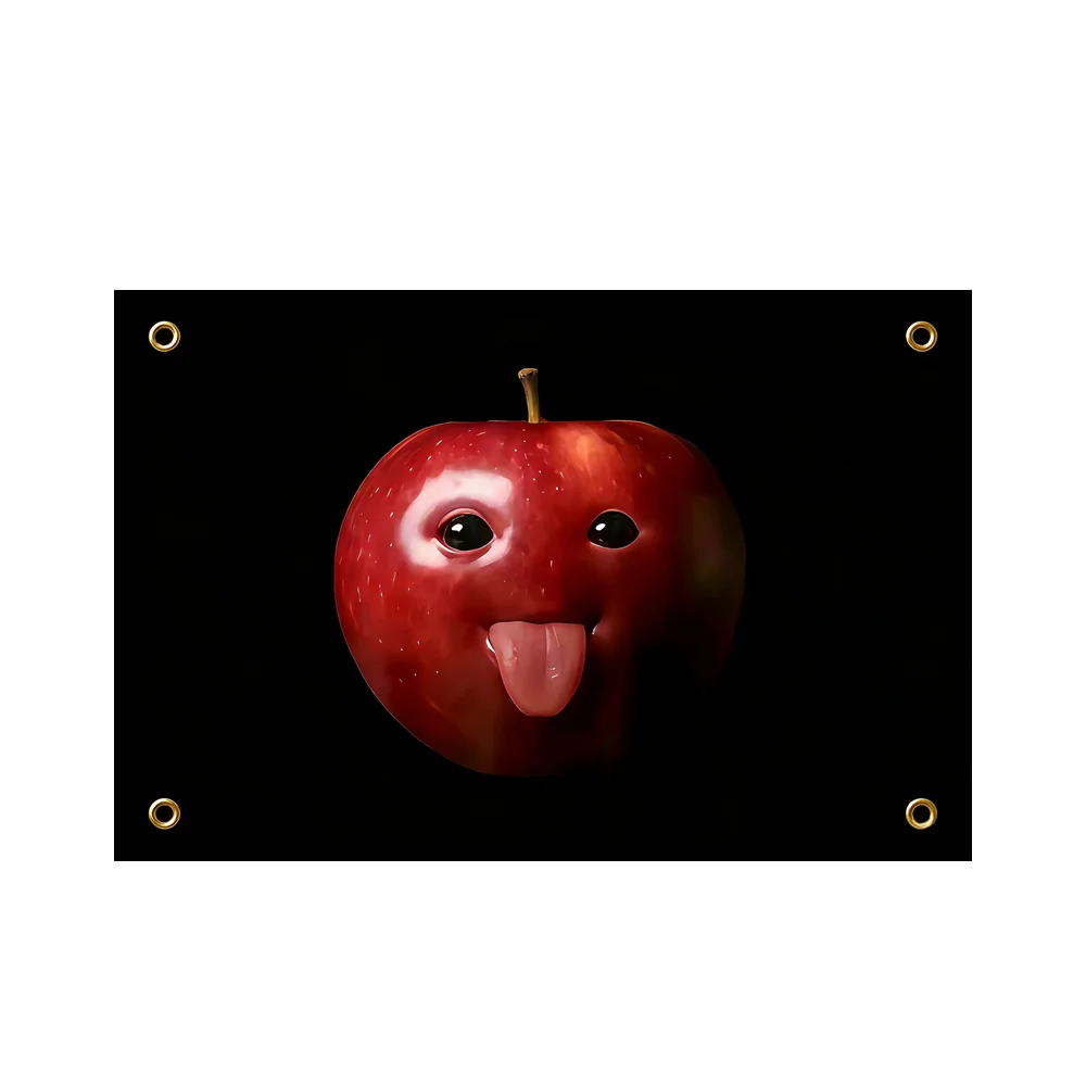 

Funny Apple Face Meme Flag 2x3ft 3x5ft Tapestry Polyester Vivid Print Novelty Banner for Bedroom Dorm Man Cave Party Decor