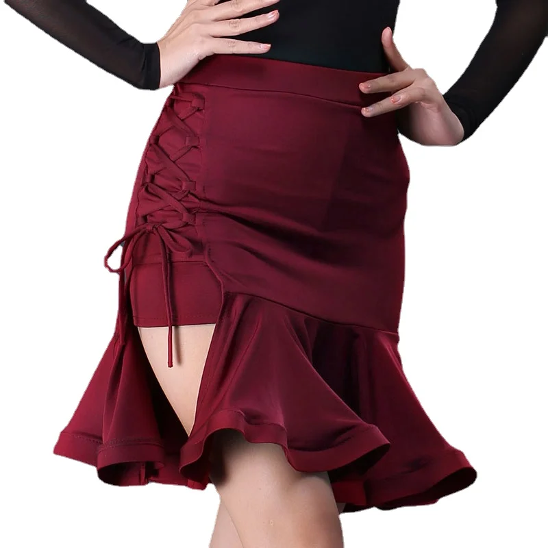 

Latin Dance Skirt Womens Ballroom Rumba Samba Tango Chacha Sexy Bifurcate Skirt Hip Wrap Costume Stage Performamnce Skirts