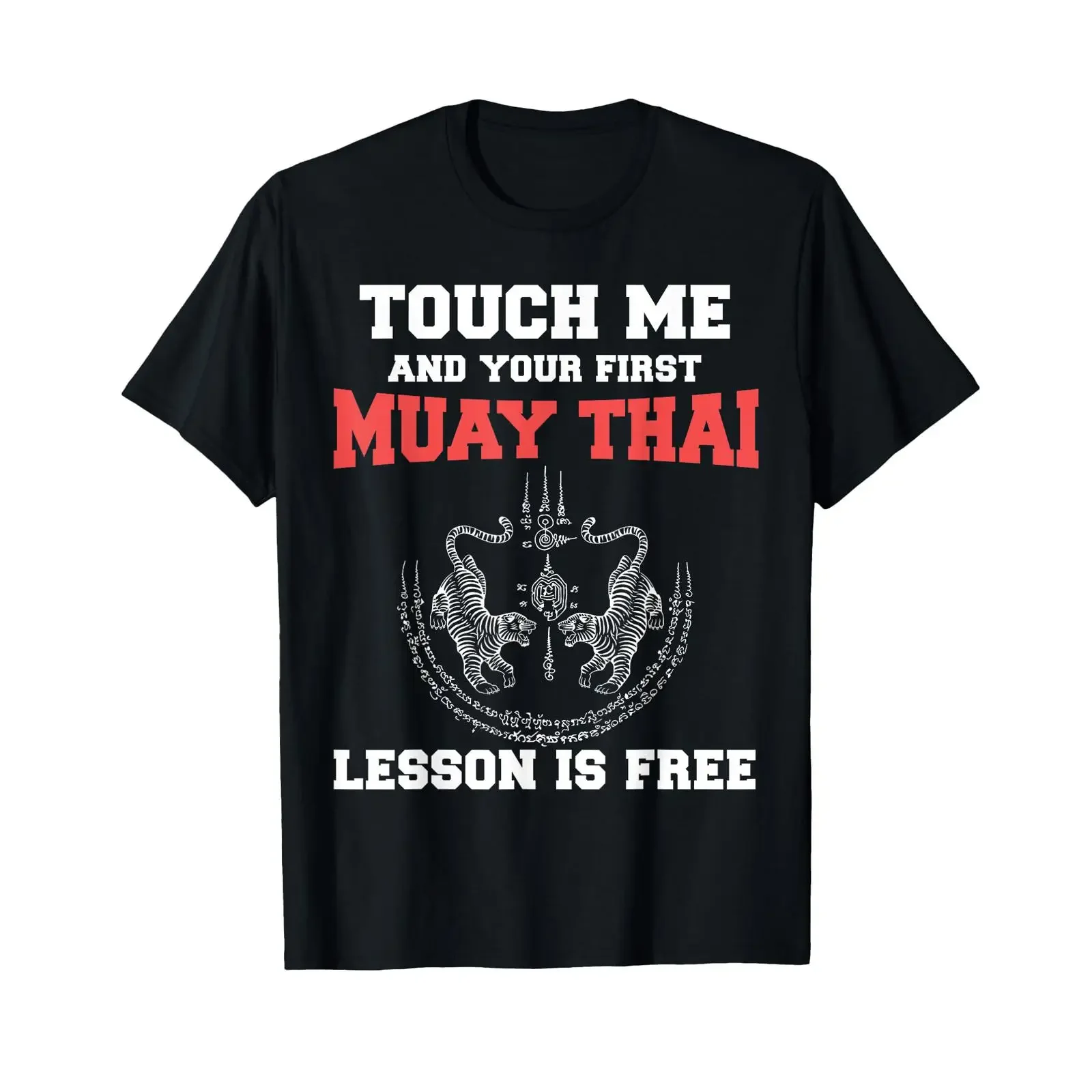 Funny Muay Thai Sak Yant Boxing Kickboxing T Shirt black vintage Washed Stretched Comfortable streetwear homme Slightly graphic