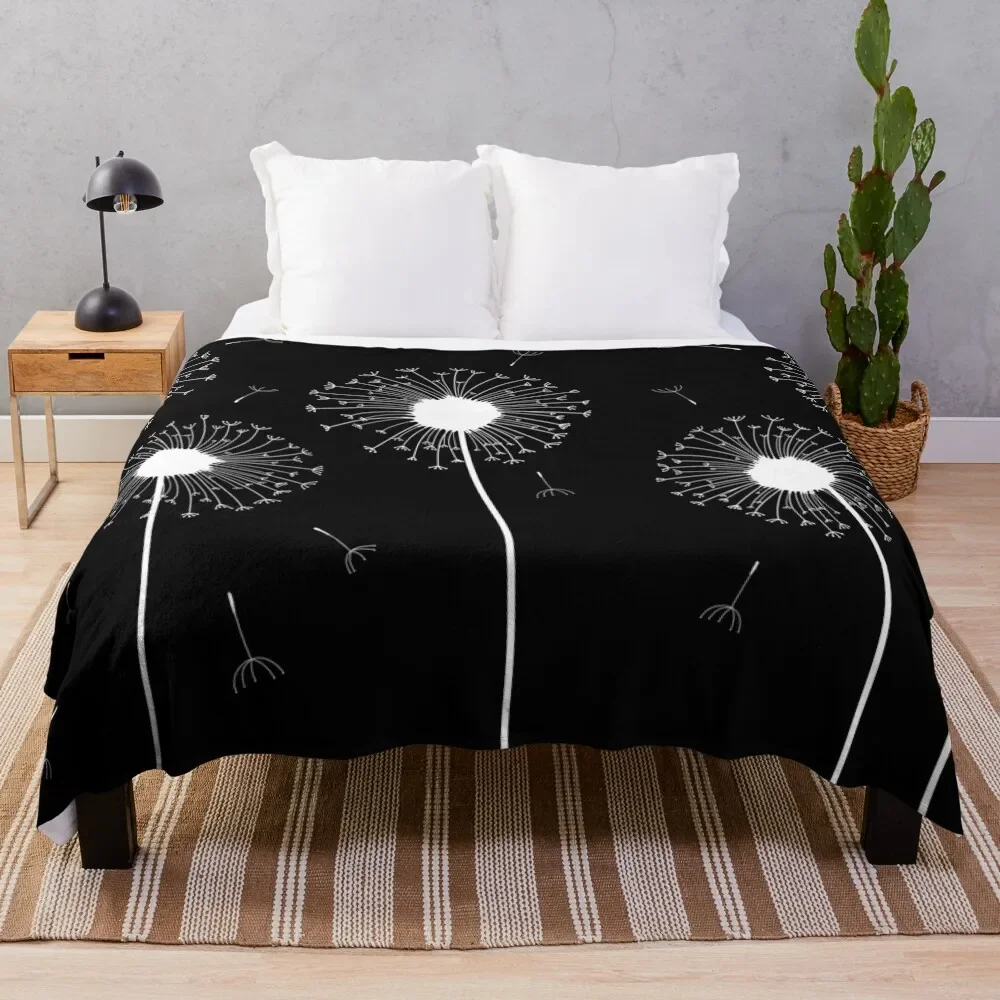 

White Dandelion Pattern Throw Blanket Furrys anime Blankets