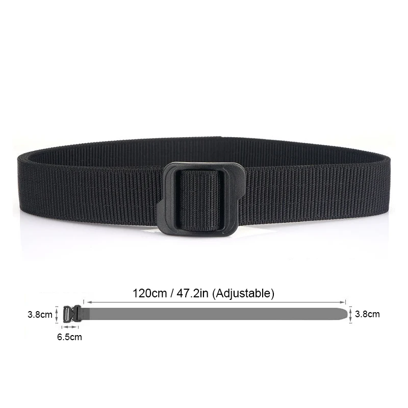 HSSEE No Metal Casual Belt for Men Plastic Buckle Thick Plus Nylon Tactical Outdoor Belt 38mm Military Gun Belt Metalless Girdle