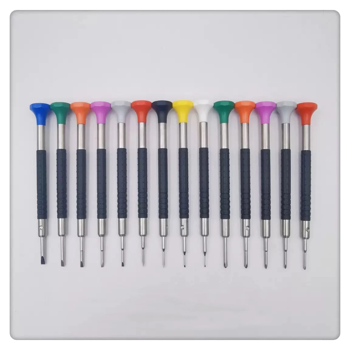 Juego de destornilladores de agarre antideslizante de precisión de acero inoxidable, 0,6-2,5mm, planos/cruzados para herramientas de relojero, herramientas de reparación de gafas