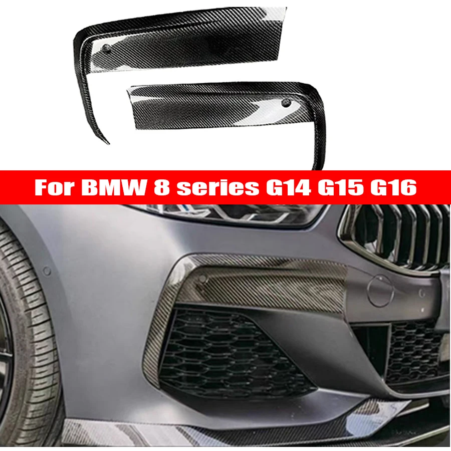 Image of Für BMW 8er Serie G14 G15 G16 Kohlefaser Auto-Heckstoßstangen-Spoiler Canard Air Knife Surround Trim Body Kit