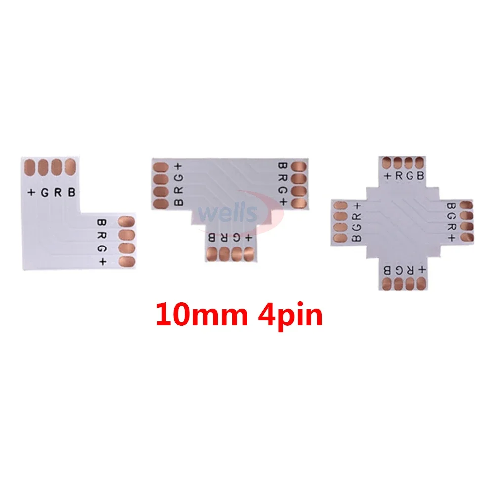 5pcs 2Pin 3Pin 4Pin LED Connector 8mm 10mm L/T/X Shape FPC Free Welding Adapter Use For 3528 2812 5050 RGB Light Strip
