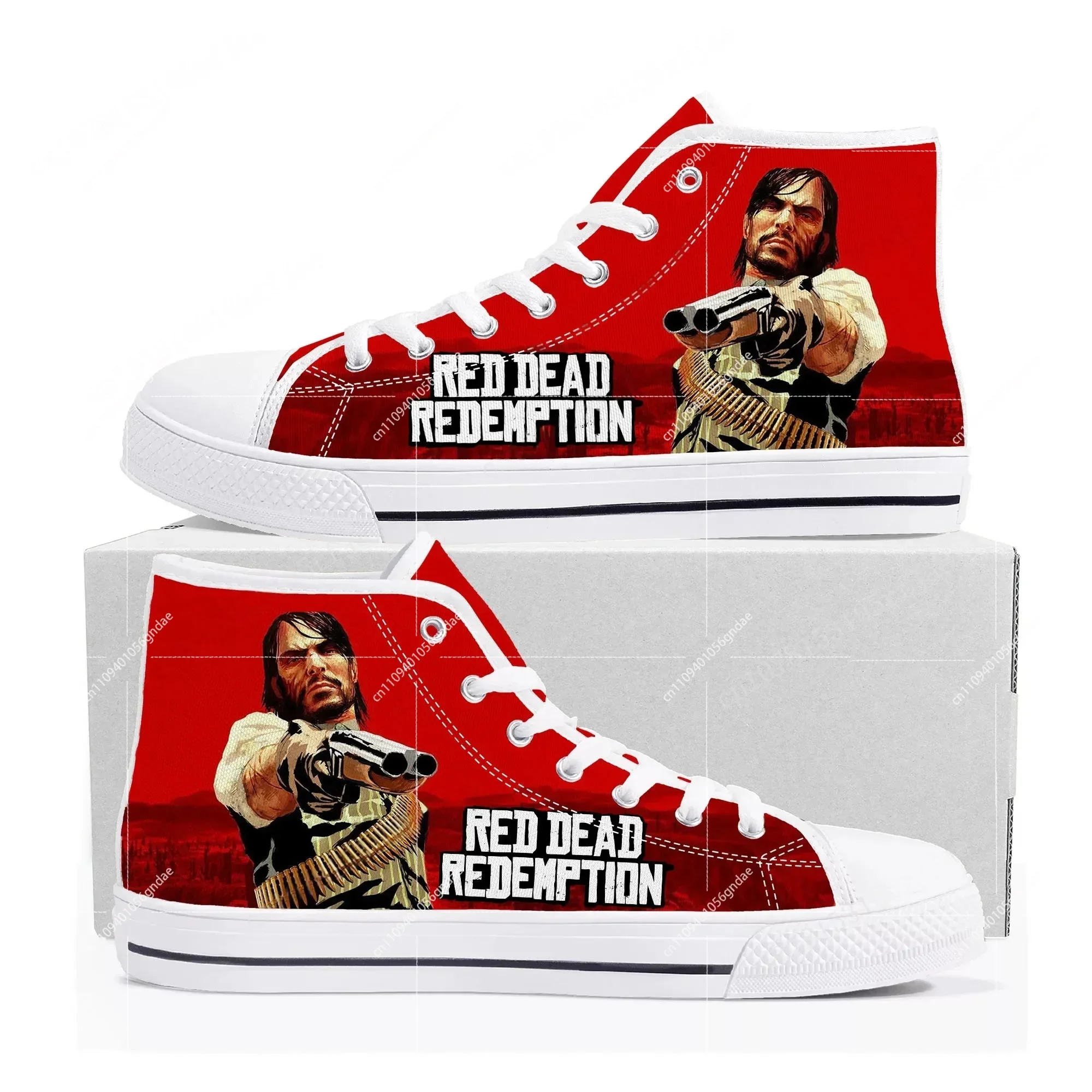 Video Game Red Dead Redemption High Top Sneakers Men Women Teenager High Quality Canvas Shoes Casual Fashion Tailor Made Sneaker view 2