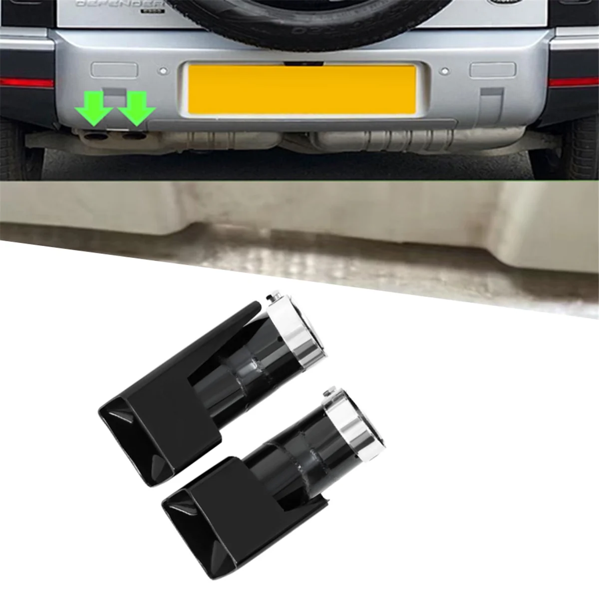 Exhaust Tip Tailpipe Stainless Steel Square Muffler Tip for Land Rover Defender 90 110 L663 Diesel Version -T45C