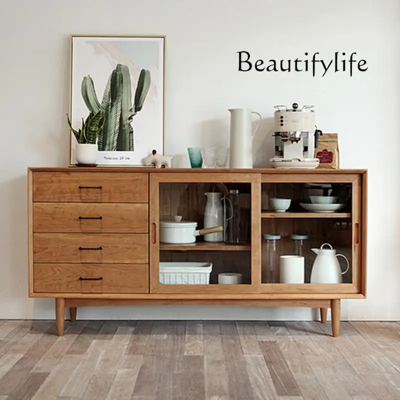 

Nordic Chinese Style Solid Wood Sideboard Modern Minimalist Display Cabinet