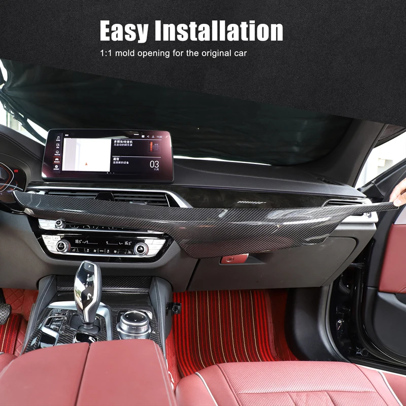 

1Pcs Real Carbon Fiber For BMW 5 Series G30 G38 2017-2023 BMW 6 Series GT G32 2018-2021 Car Dashboard Panel Sticker Accessories