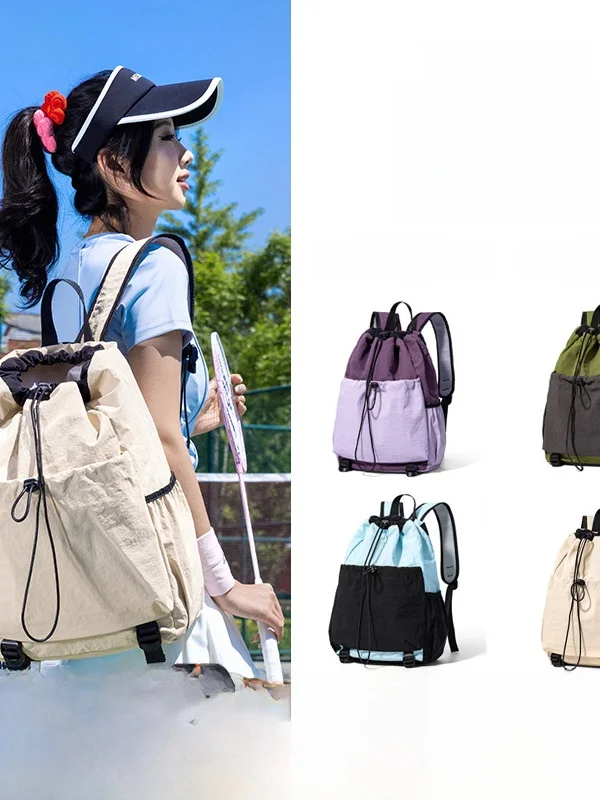 軽量巾着バドミントンバッグアウトドアスポーツバックパック和風カレッジ風バックパックアウトドアトートバッグ