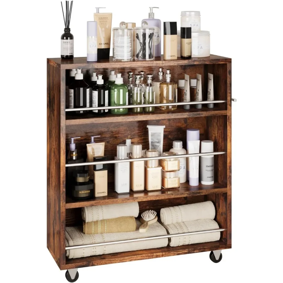 

Slim Rolling Cart4-Tier Storage Cart with Wheels 7.9 W Slim Storage Carts with Handle for Kitchen Laundry Narrow Places Bathroo