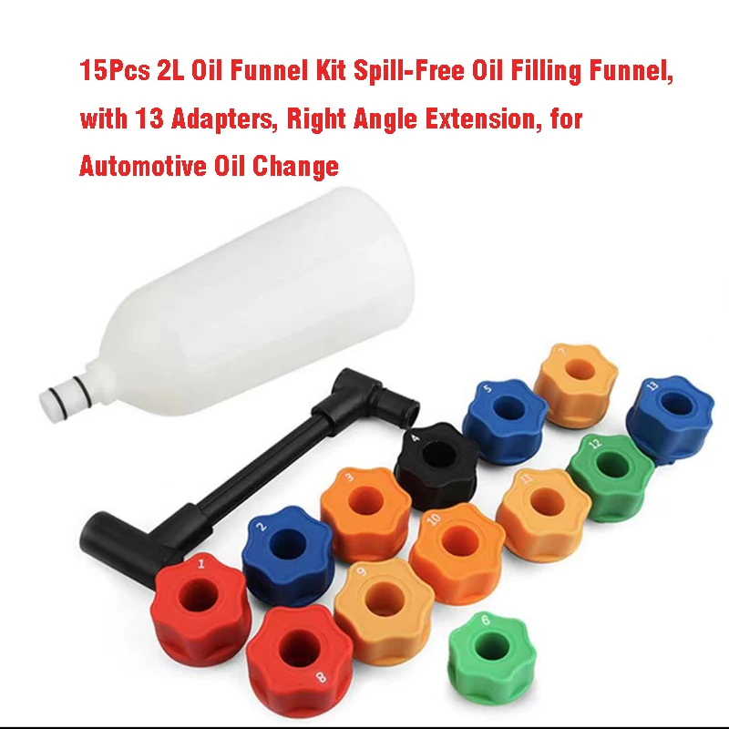 

15Pcs/Set Universal Car Engine Oil Filter Funnel Adaptor Opening Filling Filler Set Tool Swivel Offset Car Accessories