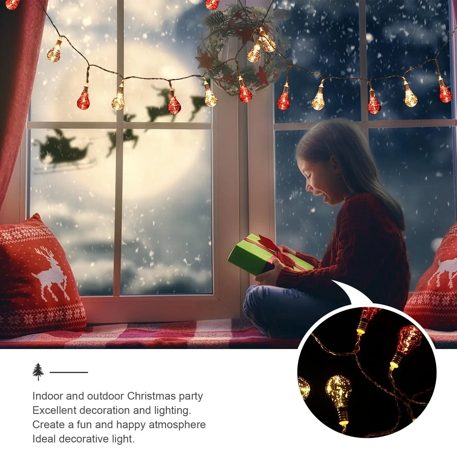 1pc LED Christmas String Lights Ball Shape Decorations for Home Garden Party Operated Holiday Lighting