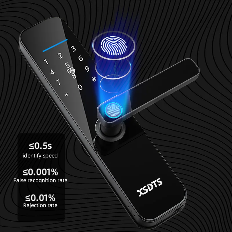 Tuya-cerradura electrónica inteligente para puerta, dispositivo de cierre con tarjeta biométrica, huella dactilar, contraseña, llave, desbloqueo,