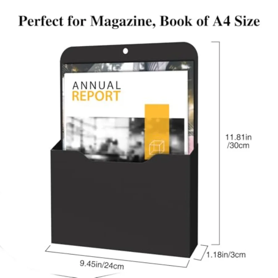 Magnetic File Holder, A4 Large Size Refrigerator Storage Organizer Magnet Pencil Cups Marker Paper Letter Pen Holder Stationery