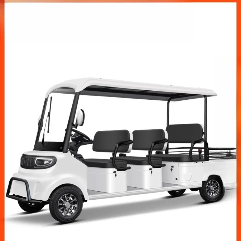 

Small bus M8 electric four-wheeler six-seat extended and widened seat scenic sightseeing car to pick up and drop off children