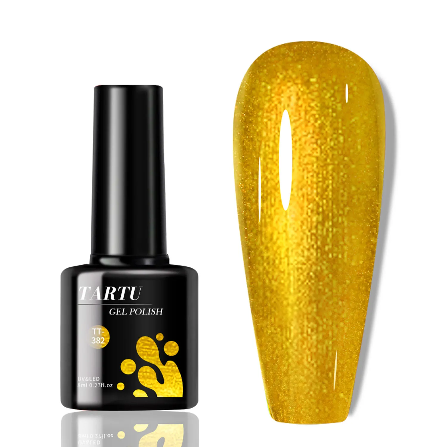 8ml ouro amarelo glitter holográfico glitter gel unha polonês removível led/uv brilho de longa duração casa salão de arte do prego