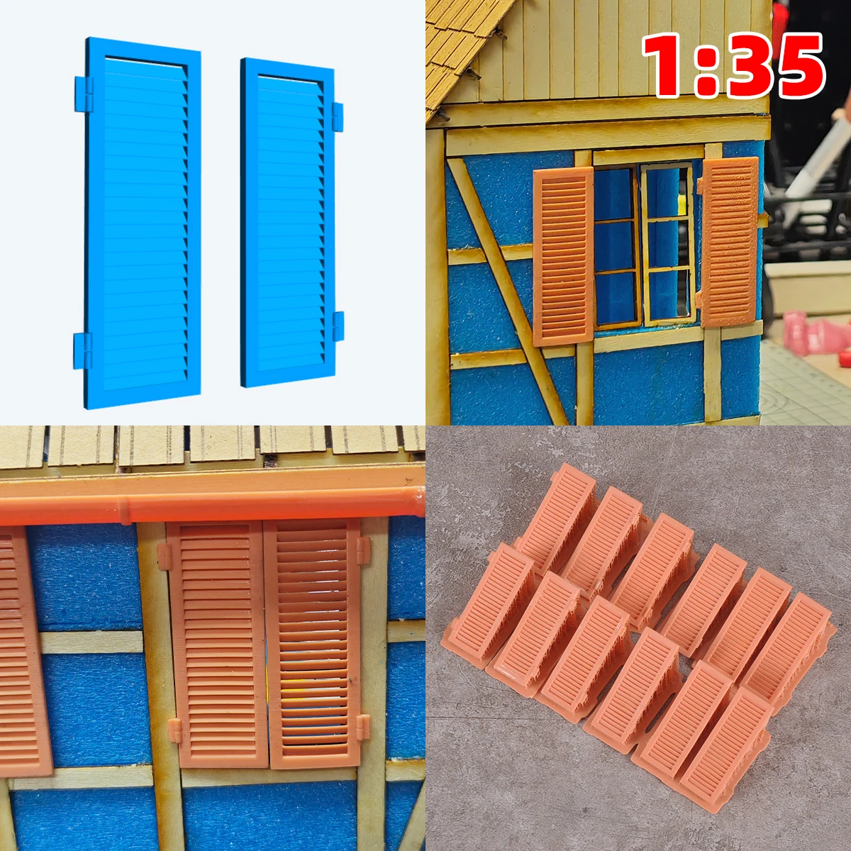 

GARAGE KIT 1/35 Scale model kit building window door casement shutter Venetian blind louvre sand table diorama models suits 1/35