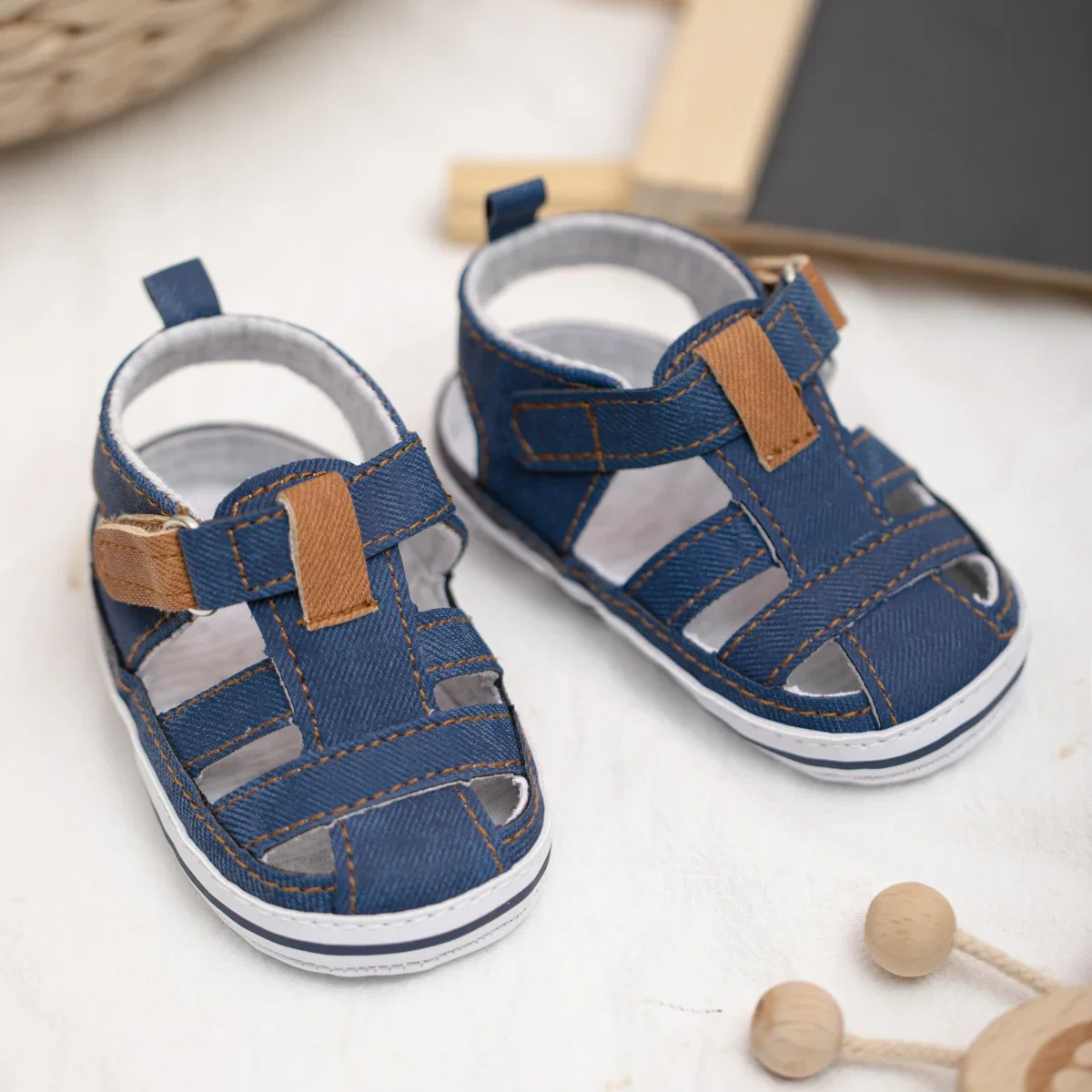 Meckior Baby Canvas Casual Boy Shoes Anti-Slip Rubber Bottom Infant Toddler Newborn First Walker Baby Boy Girl First Sandals