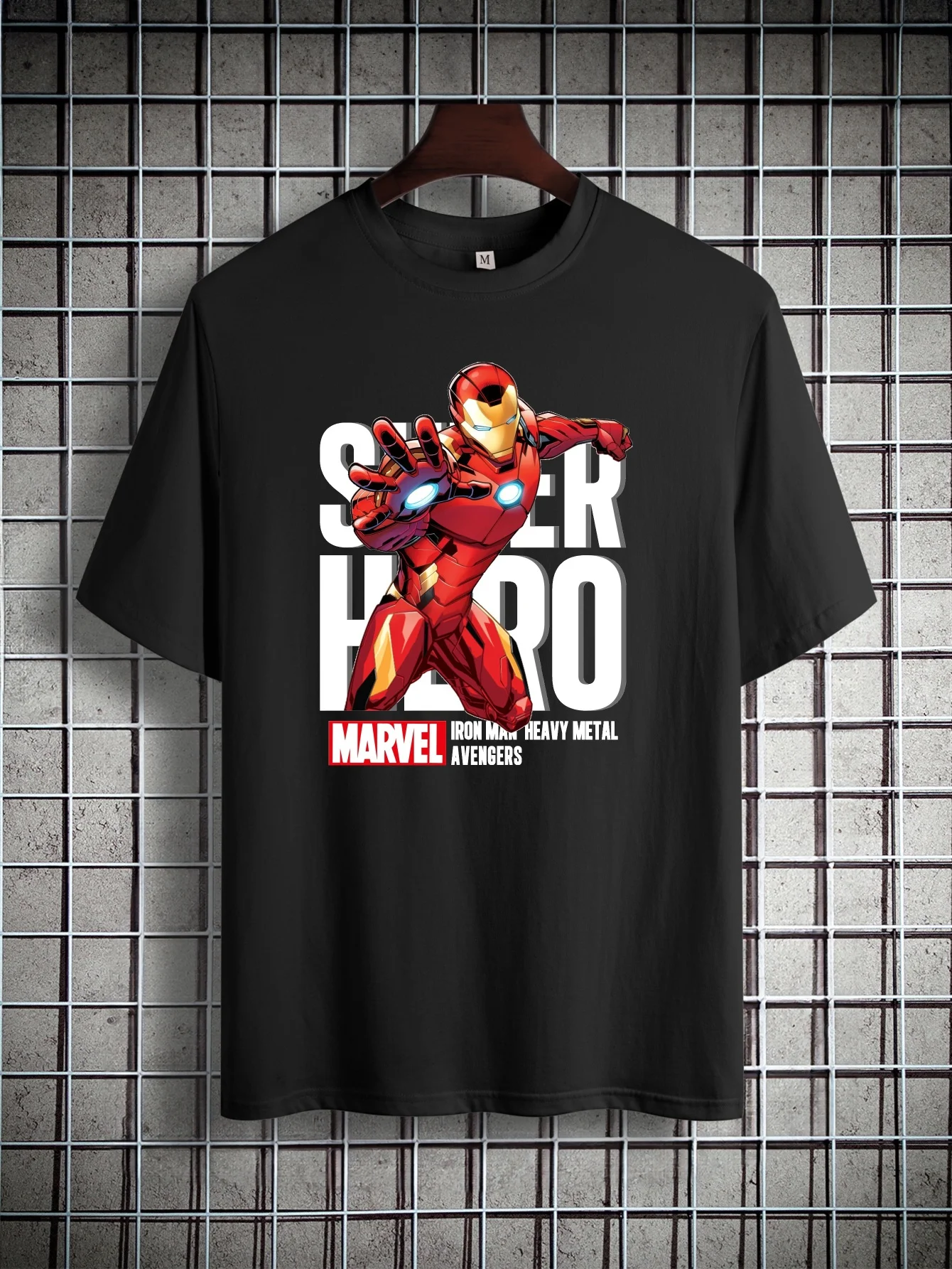 

Marvel T-Shirts Disney Trendy Iron Man Print Men's Cotton Comfy Breathable T-Shirt New Casual Top Round Neck Short Sleeve Tee