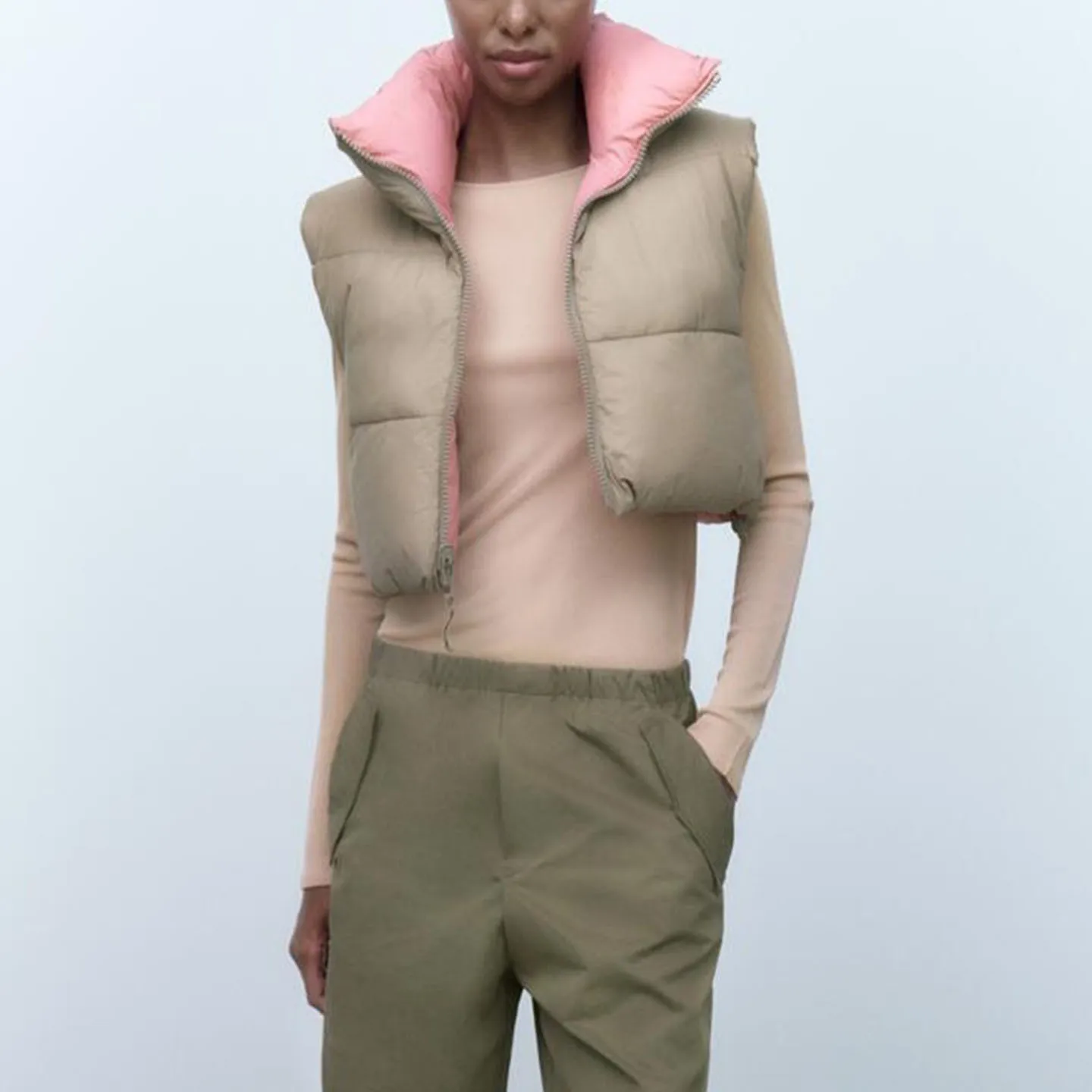 Z Women's Casual Double-Sided Vest Faionable Ele Everyday Wear ort Zipper Closure  Color 2025 New Arrival