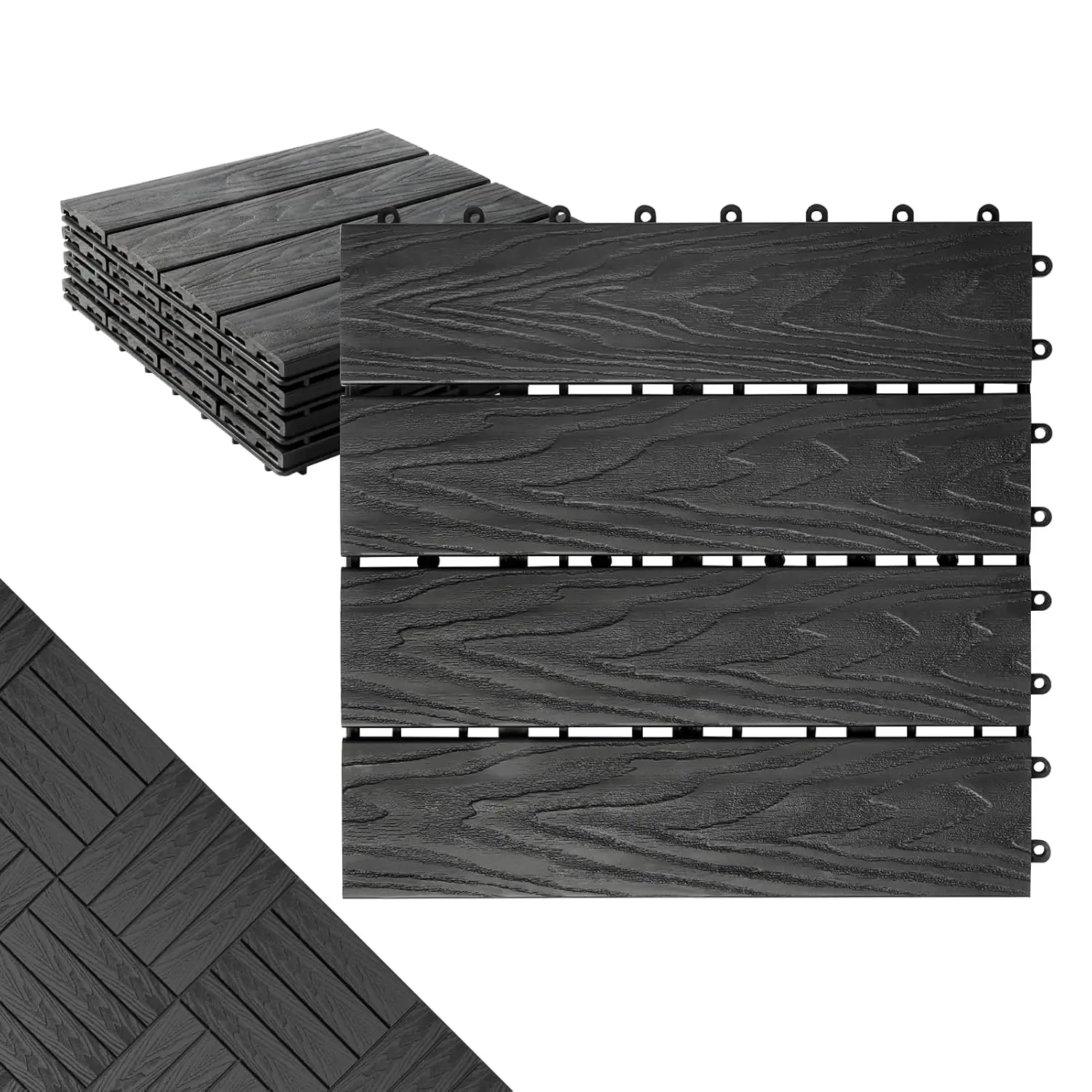 

Polymer Composite Interlocking Deck Tiles Outdoor,12x12 Thick Composite Patio Floor Tiles Decking