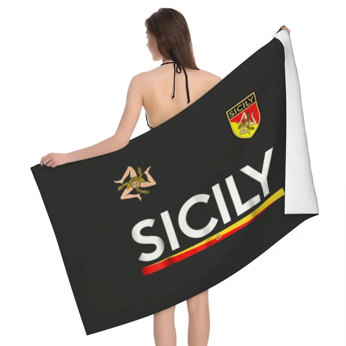 Sicilia Soccer Sicily Italy Football Jersey Beach Towel Custom Italian Breathable Microfiber Bath Towels