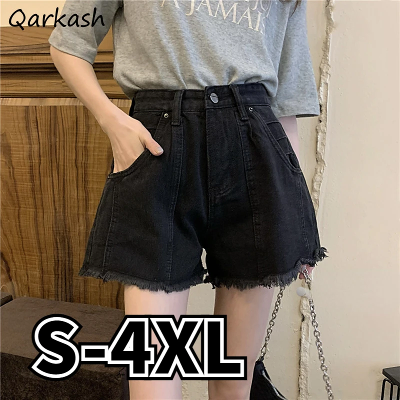 Denim Ripped Shorts Women S-4XL Aesthetic Solid Baggy Streetwear Summer Vintage Casual Korean Style Daily Tender Basics Classic