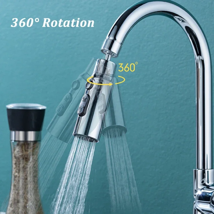 Kitchen Faucet Aerator 3 Modes Bathroom Anti-splash Tap Extender Adapter Faucet Washbasin Sprayer Saving Water Tap Filter Nozzle