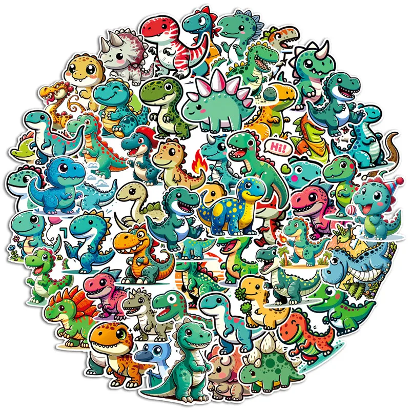 61PCS  Cartoons Stickers Dinosaur Themed Decorative Graffiti Stickers Decals For DIY Skateboard Laptop Bicycle Sticker Kids Toys