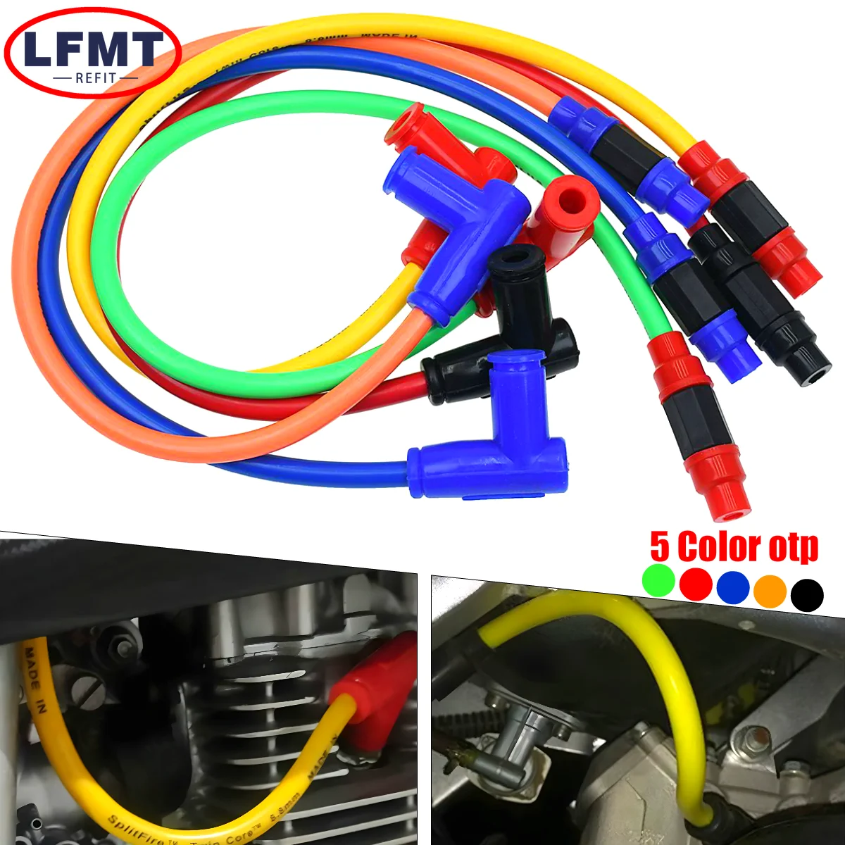 Motorrad 8,8 mm langlebige Silikonkautschuk-Zündspule Zündkerze Iridium-Stromkabel für KTM Honda Yamaha Kawasaki Universal