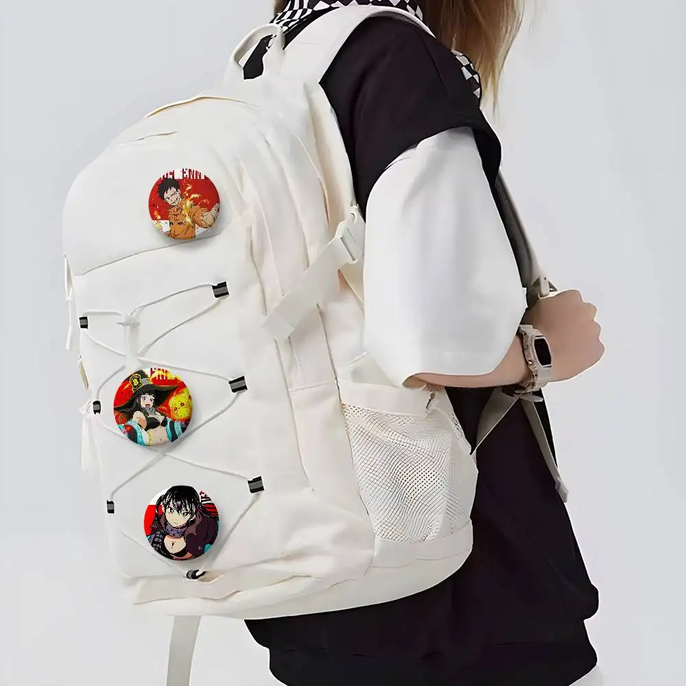 النار F-ForceS كول أنيمي شارات الموضة شارة رائعة مستديرة دبابيس الإبداعية للملابس قبعة ظهره هدية اكسسوارات #4