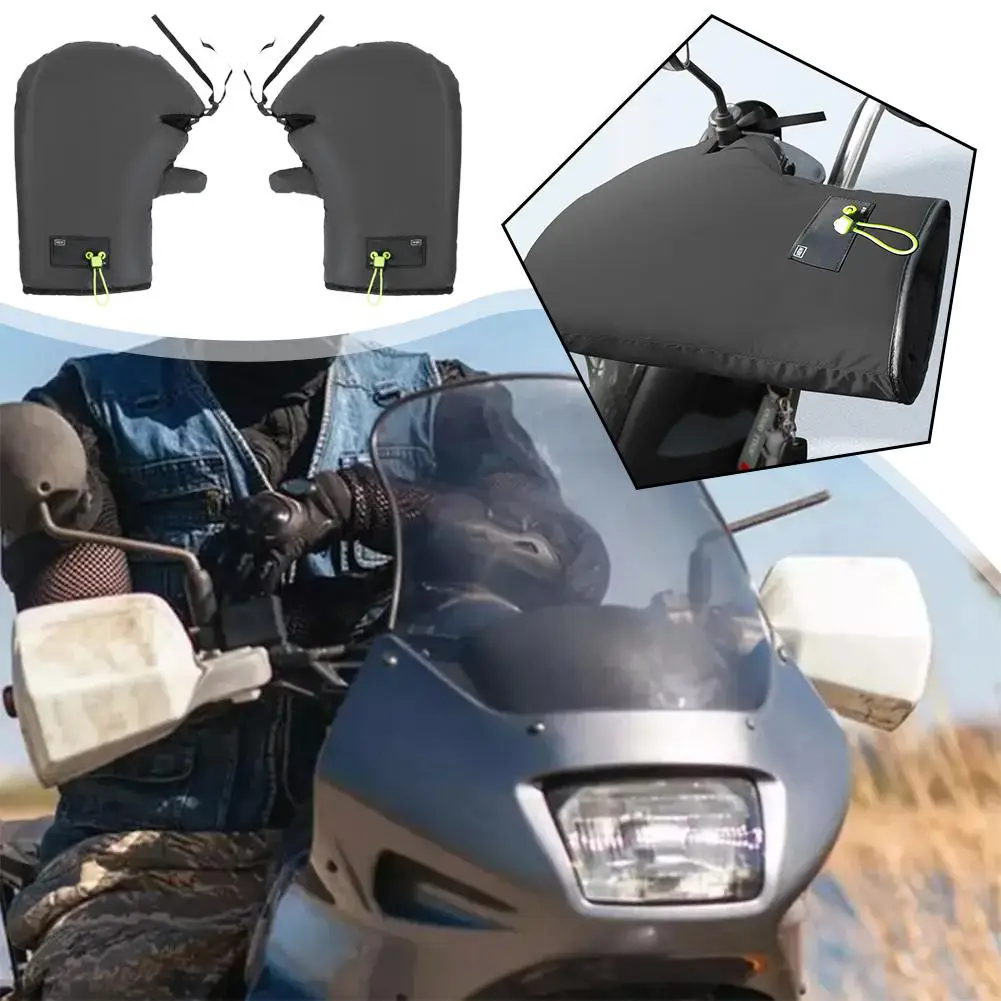 Motorcycle Scooter Thick Warm Handlebar Muff Grip Handle Rainproof Muff Bar Protective Riding Thermal Warmer Cover Winter G D4G9