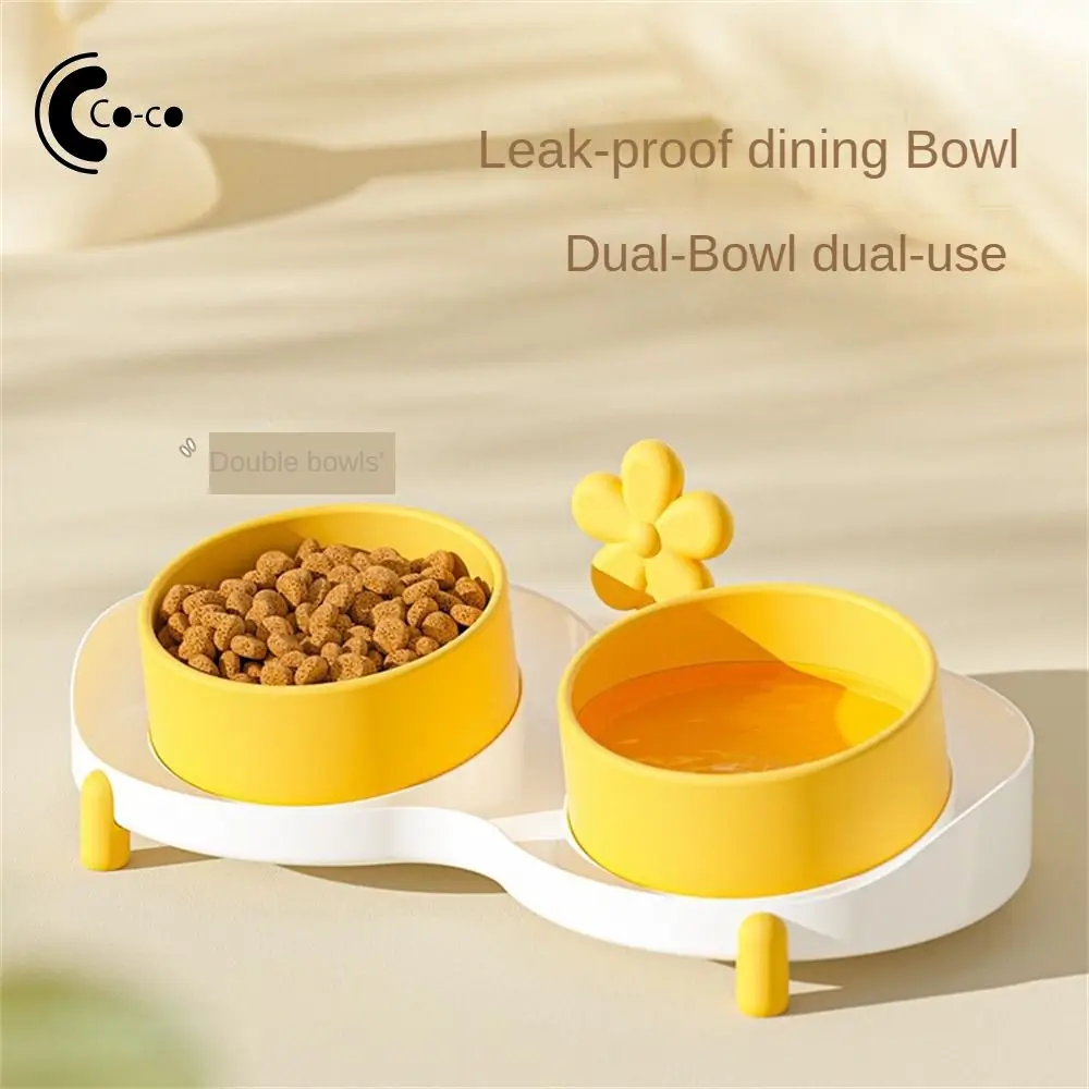 

Pet Cat Bowl Tilt Design Elevated Anti-knock Pet Supplies Dog Food Basin Leak-proof Pet Feeder Pet Double Bowls Cat Rice Basin